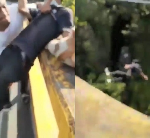 KrudPlug Mobile - Shocking video of thug throwing Peruvian young man off bridge, read  